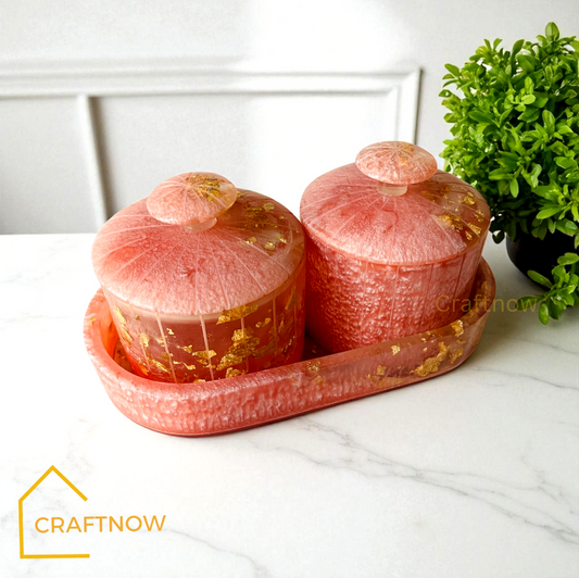 Premium Air-tight Resin Jar Set of 2 with a Tray