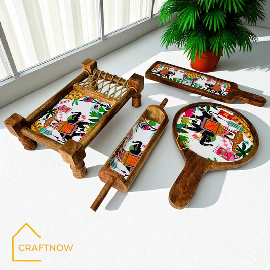 Wooden Serving Platter Set of 4