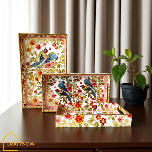 Premium Wooden Serving Tray Set of 3