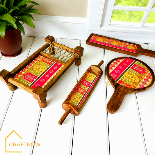 Wooden Serving Platter Set of 4