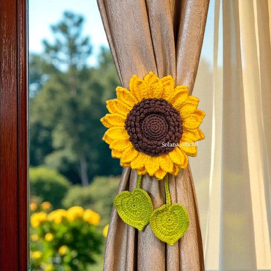 Crochet Sunflower Curtains Tie 🌻